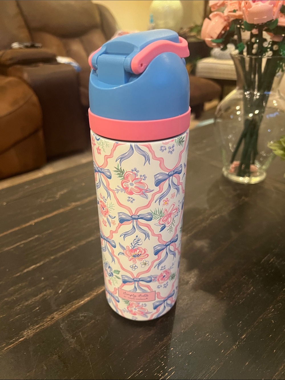 Simply Belle Pink & Blue Floral Insulated Water Bottle